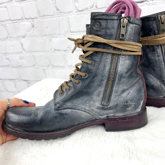 🚫SOLD|•FREEBIRD🦅BY STEVEN•| 'Chute' Manchester Combat Biker Boots Size 9 Black - Picture 6 of 16